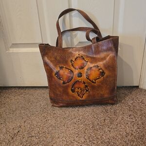 Patricia Nash Floral Brown Leather Tote